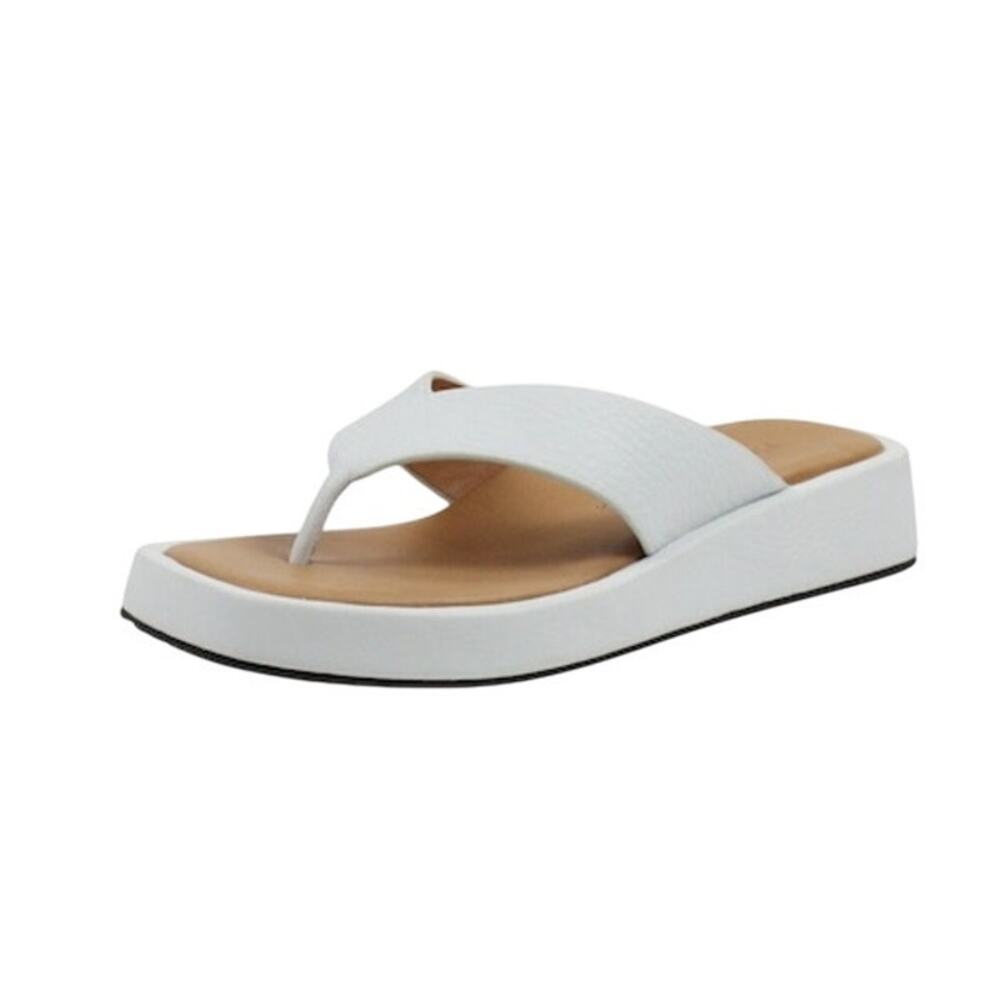 L'Amour Des Pieds Womens Anastasio Sandals US 9.5 M White Slip On Leather EUC